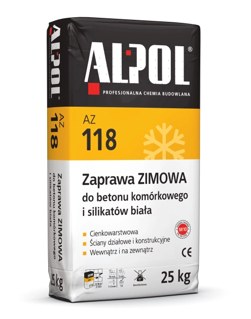 Zdjęcie: Zaprawa zimowa do betonu komórkowego i silikatów biała 25 kg AZ118 ALPOL