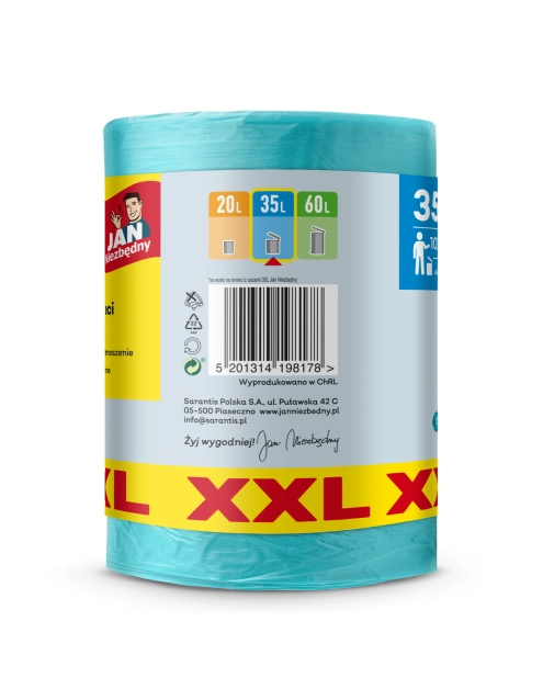 Zdjęcie: Worki HD T-shirt o zapachu owoców tropikalnych XXL 35 L 100 sztuk JAN NIEZBĘDNY