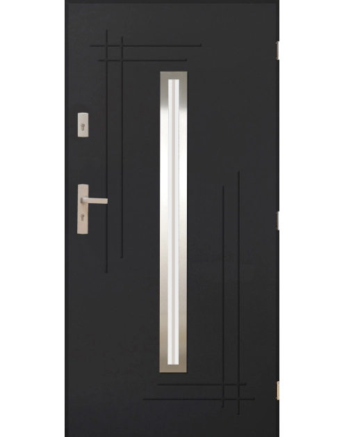 Zdjęcie: Drzwi zewnętrzne alfa antracyt 80p komplet PANTOR