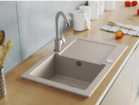 Zdjęcie: Zlewozmywak granitowy Klasik 1-komorowy piaskowy, z długim ociekaczem, 65x44x17,5 cm MILÓ