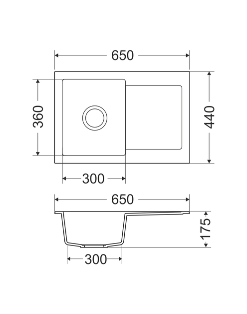 Zdjęcie: Zlewozmywak granitowy Klasik 1-komorowy piaskowy, z długim ociekaczem, 65x44x17,5 cm MILÓ