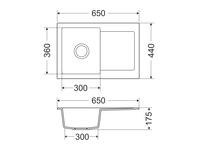 Zdjęcie: Zlewozmywak granitowy Klasik 1-komorowy piaskowy, z długim ociekaczem, 65x44x17,5 cm MILÓ