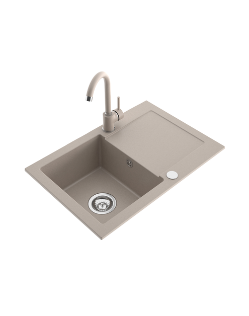 Zdjęcie: Zlewozmywak granitowy Klasik 1-komorowy piaskowy, z długim ociekaczem, 65x44x17,5 cm MILÓ