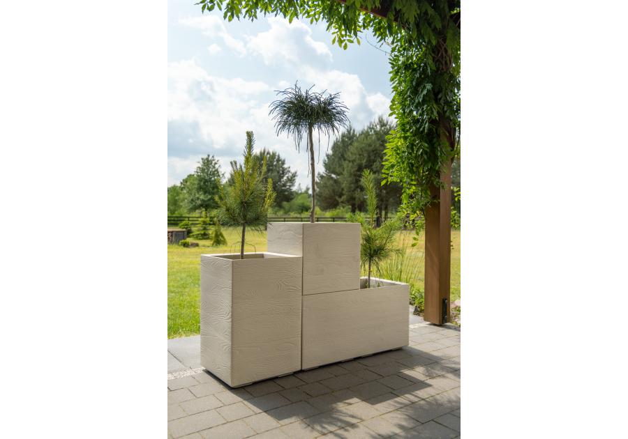 Zdjęcie: Kwietnik Karo 800x400x400 mm deska recycled, beżowy LAMELA