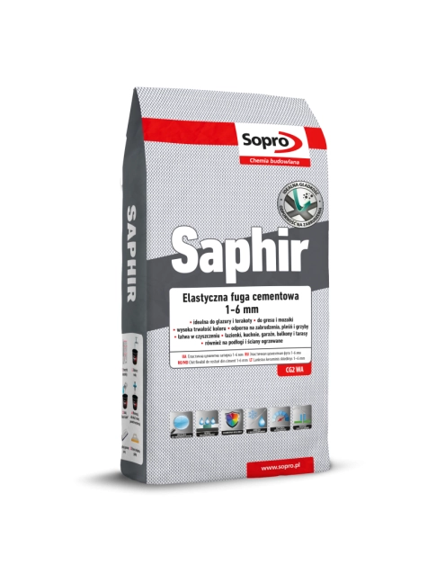 Zdjęcie: Fuga cementowa elastyczna Saphir jasny beż 3 kg SOPRO