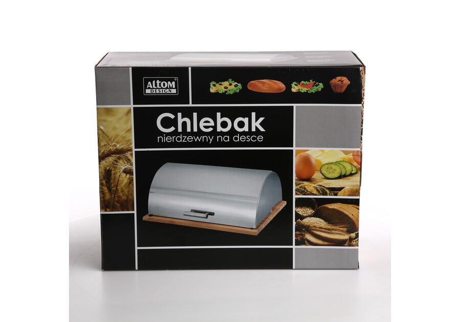 Zdjęcie: Chlebak nierdzewny na desce drewnianej 39,2x30x16,2 cm ALTOMDESIGN