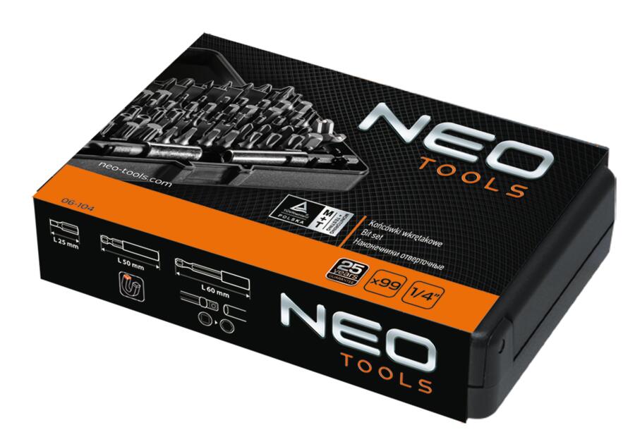 Końcówki wkrętakowe z uchwytem, zestaw 99 sztuk NEO