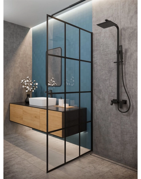 Zdjęcie: Deszczownia Paros z baterią natryskową, czarna INVENA