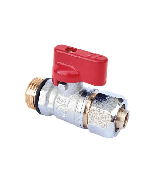 Zdjęcie: Zawór na zawieszce kulowy mini do rur pex 1/2" x 16 x 2,0 czerwony CALIDO