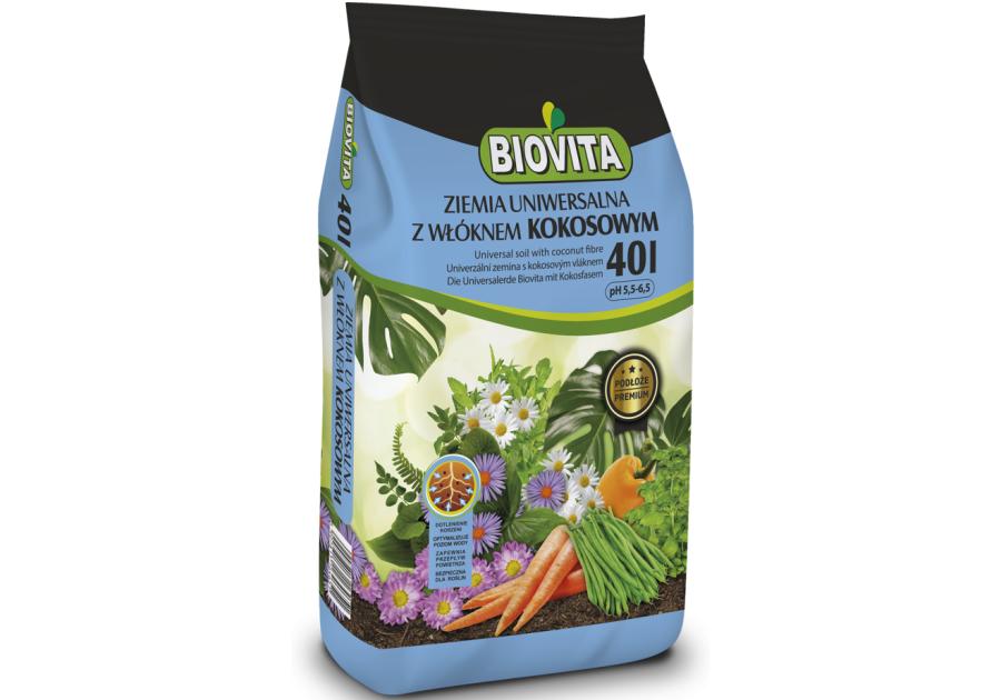 Zdjęcie: Ziemia uniwersalna z włóknem kokosowym Premium 40L BIOVITA