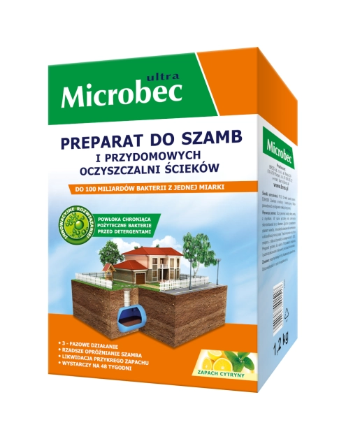 Zdjęcie: Preparat do szamb Microbec Ultra 1,2 kg cytrynowy BROS