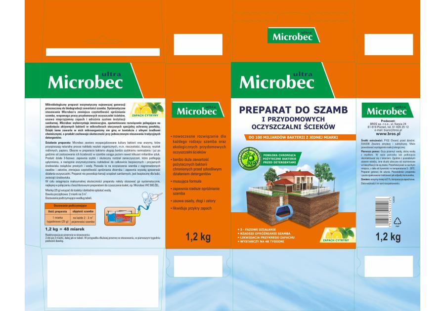 Zdjęcie: Preparat do szamb Microbec Ultra 1,2 kg cytrynowy BROS