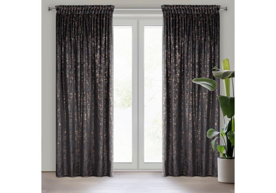 Zdjęcie: Zasłona gotowa Tulia na taśmie 135 x 270 cm czarny EUROFIRANY