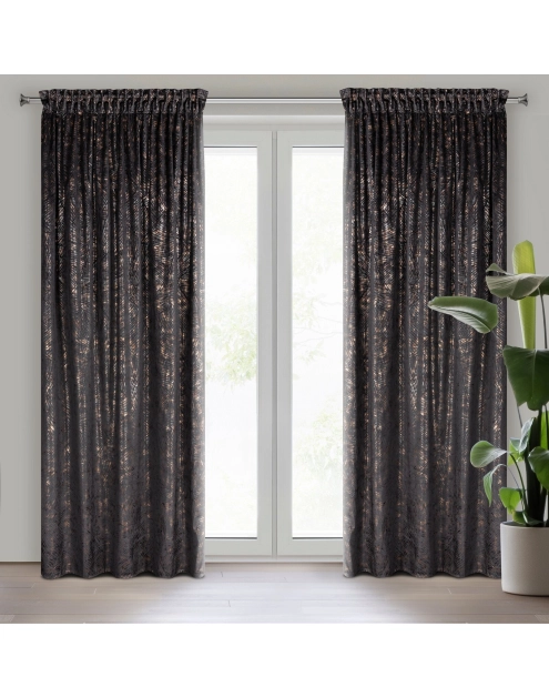 Zdjęcie: Zasłona gotowa Tulia na taśmie 135 x 270 cm czarny EUROFIRANY