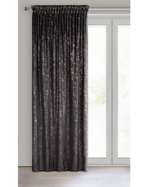 Zdjęcie: Zasłona gotowa Tulia na taśmie 135 x 270 cm czarny EUROFIRANY