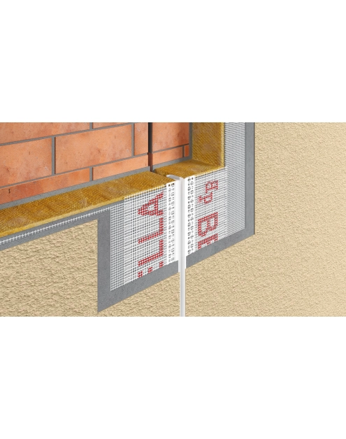 Zdjęcie: Listwa PVC dylatacyjna "E" z siatką, prosta, BP15 L200 szara membrana BELLA PLAST