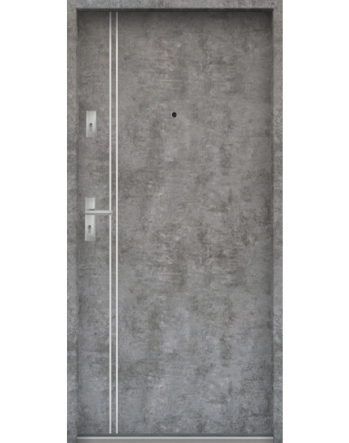 Zdjęcie: Drzwi wejściowe do mieszkań Bastion A-37 Beton srebrny 90 cm prawe OSPŁ KR CENTER
