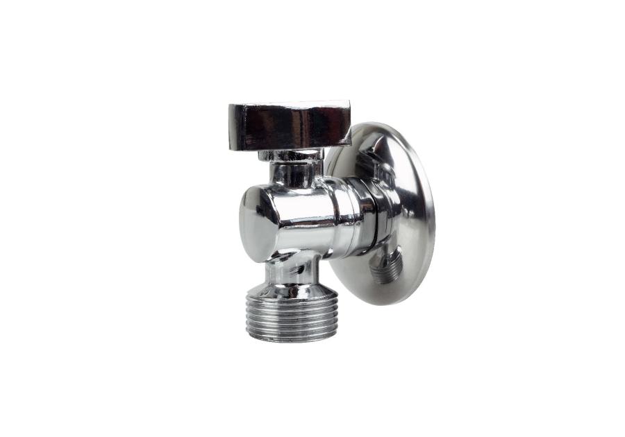 Zdjęcie: Zawór kulowy kątowy 1/2x3/4 z metalowym pokrętłem TYCNER