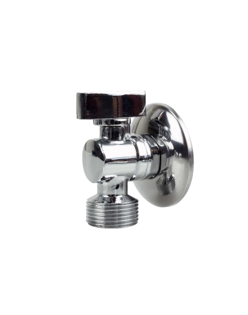 Zdjęcie: Zawór kulowy kątowy 1/2x3/4 z metalowym pokrętłem TYCNER