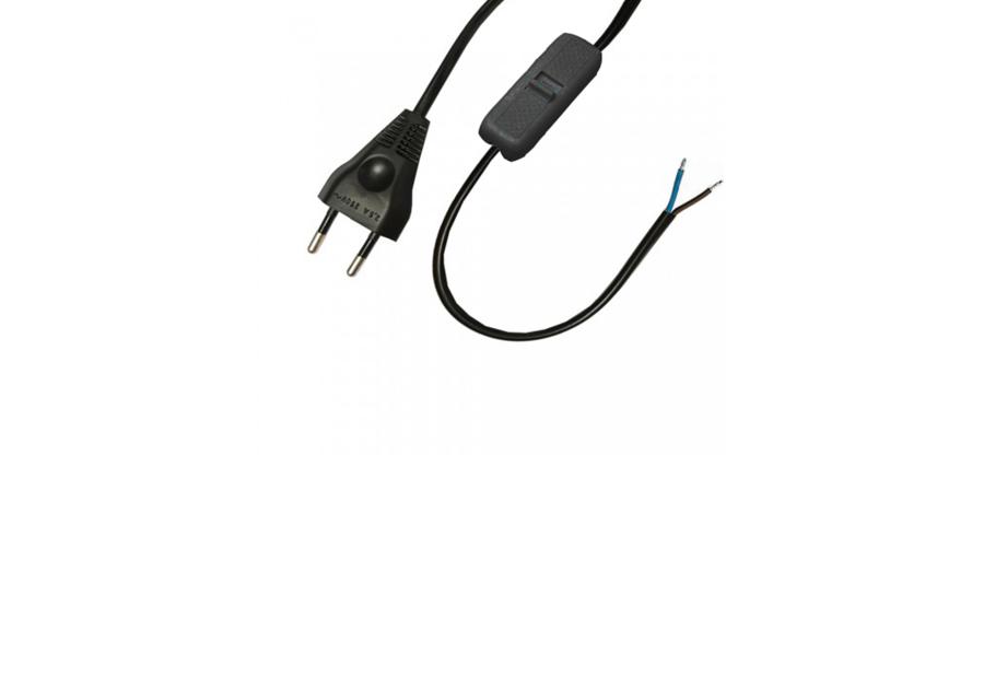 Zdjęcie: Przewód przyłączeniowy OMYp 2x0,5 wtyczkapłaska, wyłącznik 1,9 m czarny POLMARK