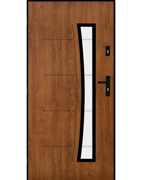 Zdjęcie: Drzwi zewnętrzne boliwia złoty dąb 80l osc. czarna kpl PANTOR