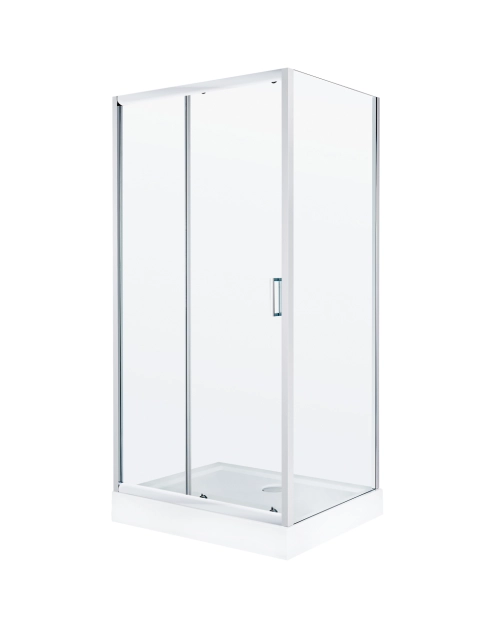 Zdjęcie: Kabina prostokątna 100x80, szkło transparentne, polski brodzik o wysokości 14 cm w komplecie LIVENO