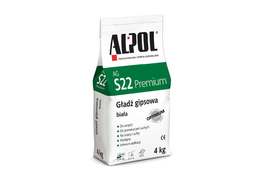 Zdjęcie: Gładź gipsowa Premium biała 4 kg AGS22 ALPOL