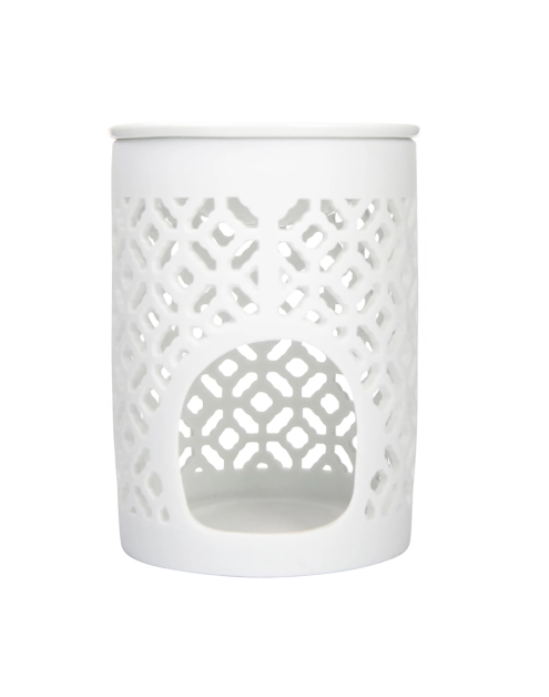 Zdjęcie: Kominek porcelanowy 8,5x8,5x11,5 cm dekoracja Romby biały matowy ALTOMDESIGN
