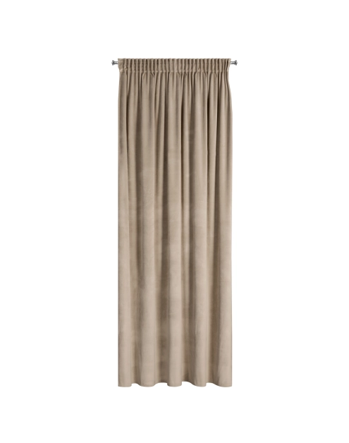 Zdjęcie: Zasłona z welwetu 135x270 cm na taśmie ciemny beż EUROFIRANY