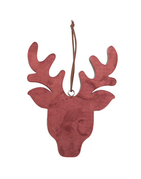 Zdjęcie: Zawieszka Renifer drewniany z welurowym frontem 19x14,5 cm czerwony ALTOMDESIGN