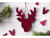Zdjęcie: Zawieszka Renifer drewniany z welurowym frontem 19x14,5 cm czerwony ALTOMDESIGN