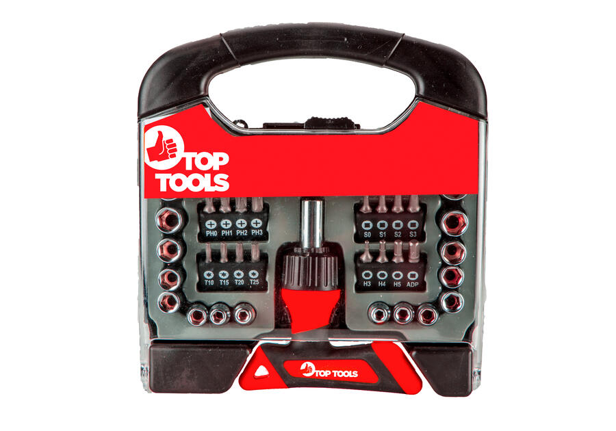 Zdjęcie: Końcówki wkrętakowe z uchwytem 44 sztuki TOP TOOLS