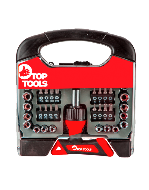 Zdjęcie: Końcówki wkrętakowe z uchwytem 44 sztuki TOP TOOLS