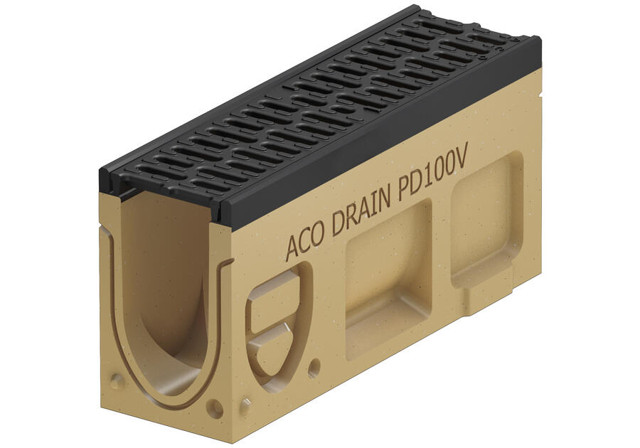 Zdjęcie: Kanał odwodnienie monolityczne z polimerobetonu 1 m  D400,  kolor antracyt Monoblock PD150V ACO