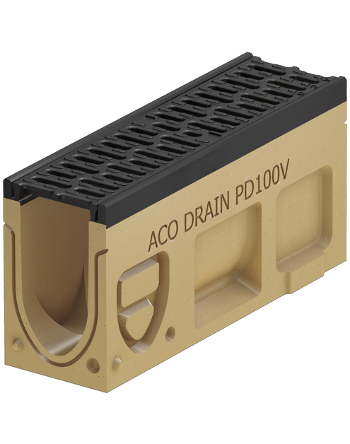 Zdjęcie: Kanał odwodnienie monolityczne z polimerobetonu 1 m  D400,  kolor antracyt Monoblock PD150V ACO