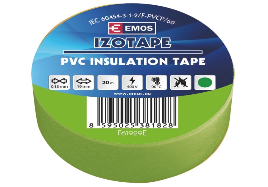 Zdjęcie: Taśma izolacyjna PVC 19mm, 20m zielona EMOS