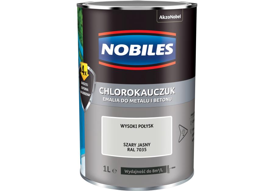 Zdjęcie: Farba emalia chlorokauczukowa 1 L szary jasny NOBILES