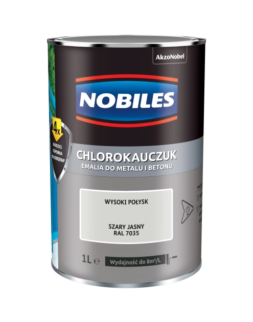 Zdjęcie: Farba emalia chlorokauczukowa 1 L szary jasny NOBILES