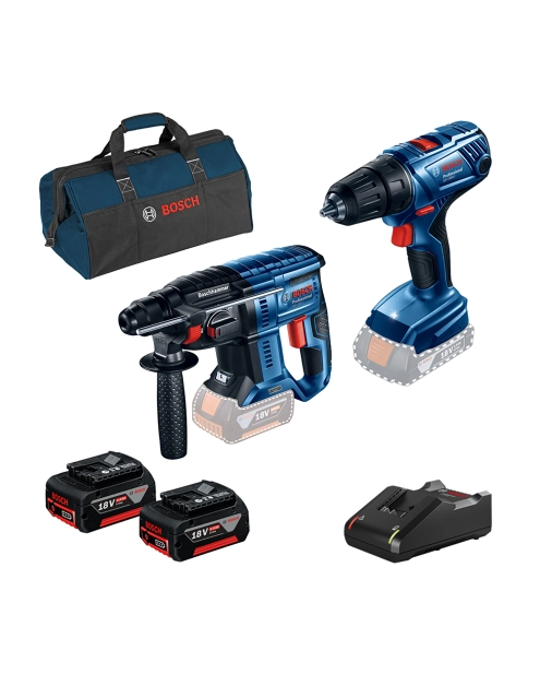 Zdjęcie: Narzędzia Bosch zestaw GBH 180-LI + GSR 180-LI + 2x18V 4.0 + GAL BOSCH