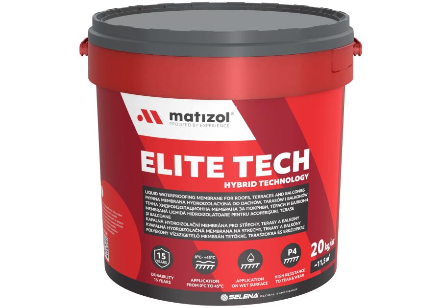 Zdjęcie: Membrana hydroizolacyjna płynna do dachów, tarasów i balkonów Elite Tech 20 kg szary MATIZOL
