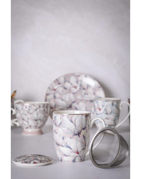 Zdjęcie: Kubek Magnolia różowa 350 ml z pokrywką i zaparzaczem ALTOM DESIGN