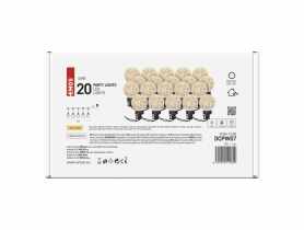 Łańcuch Party 20 LED, przeźroczyste, 7,6 m, ciepła biel, IP44 EMOS