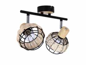 Lampa sufitowa Tajga 2-punktowa czarny-drewno CANDELLUX