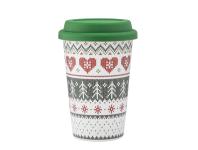 Zdjęcie: Kubek stożek wysoki 390 ml z silikonową pokrywką dekoracja scandi green ALTOM DESIGN