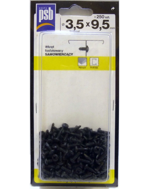 Zdjęcie: Wkręt fosfatowany samowiercący 3,5x9,5 mm - 250 szt. SILA