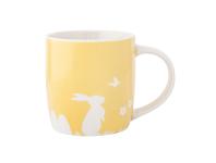 Zdjęcie: Kubek baryłka szeroka 360 ml dekoracja zajączek z motylem żółty ALTOM DESIGN