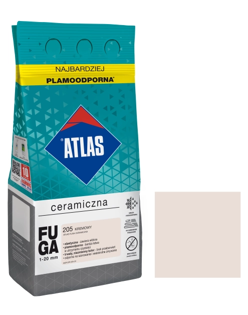 Zdjęcie: Fuga ceramiczna 205 kremowy, alubag, 5 kg ATLAS