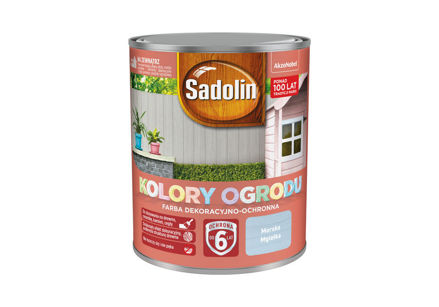 Zdjęcie: Farba do drewna Kolory ogrodu 0,7 L morska mgiełka SADOLIN