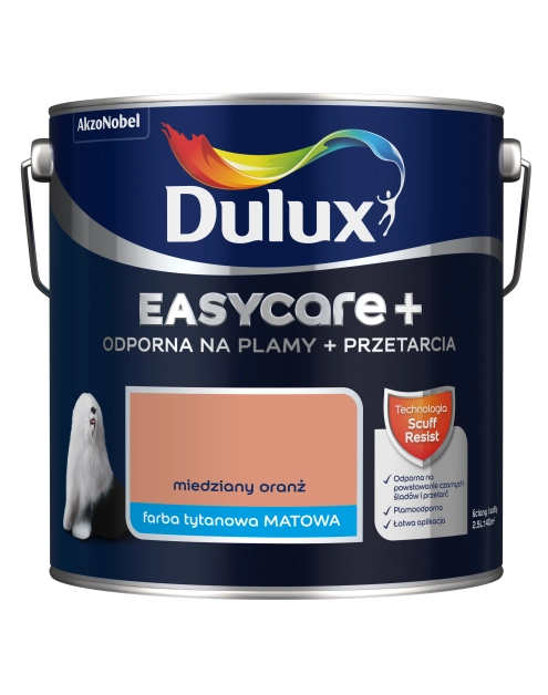 Zdjęcie: Farba lateksowa EasyCare+ Miedziany Oranż 2,5 L DULUX