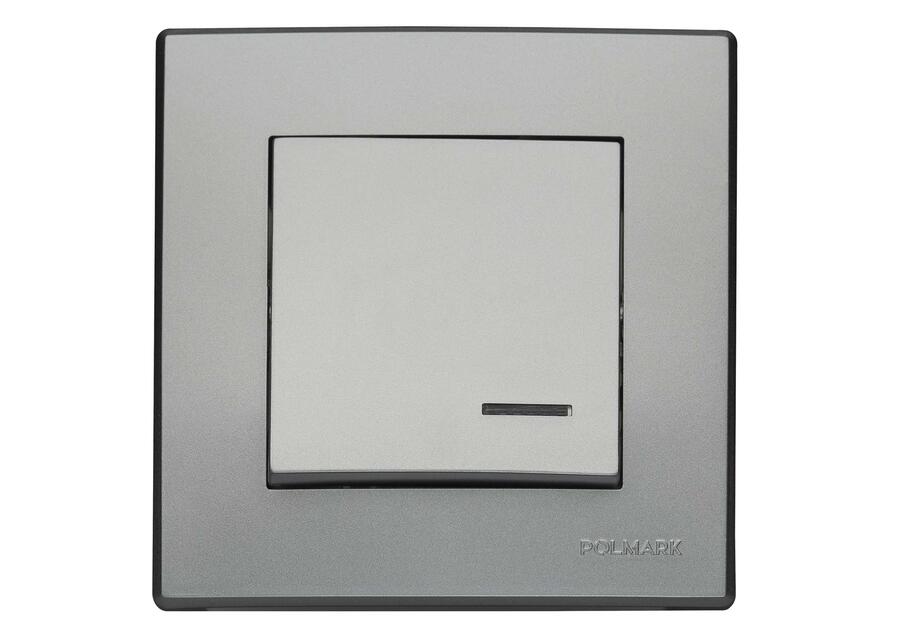 Zdjęcie: Łącznik pojedynczy Milano jednobiegunowy z podświetlen ŁP-1LS.SR srebrny mat POLMARK